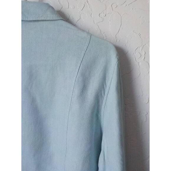 VTG Focus Lifestyle Blue Button Up Shirt Women size 16 100% Linen Long Sleeves - Picture 6 of 15